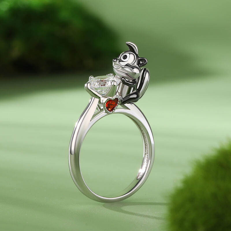 Jeulia Hug Me "Romantic Skunk" Round Cut Sterling Silver Ring