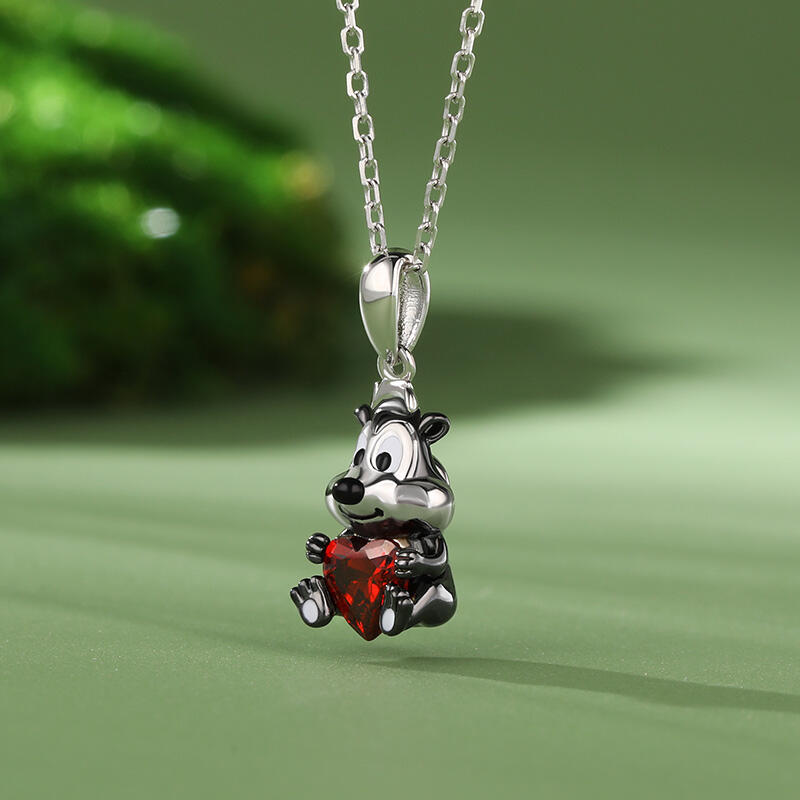 Jeulia Hug Me "Romantic Skunk" Heart Cut Sterling Silver Necklace