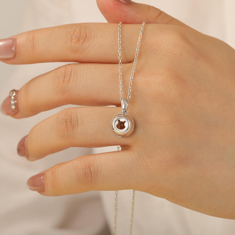 Jeulia Hollow Bear Reversible Necklace Sterling Sliver