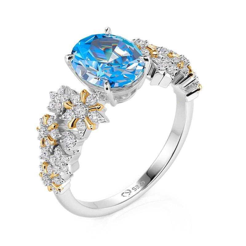 Jeulia Luna Astra Starry Oval Cut Sterling Silver Ring