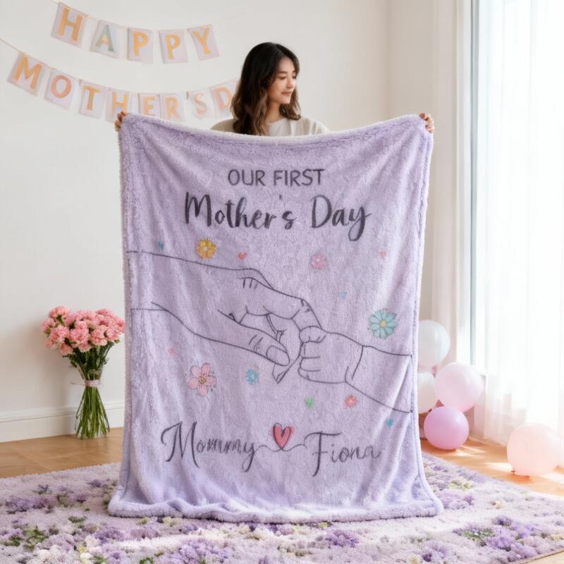 Personalisierte Kuscheldecke mit Namen mit niedlichem Blumenmuster Kreatives Geschenk zum Muttertag