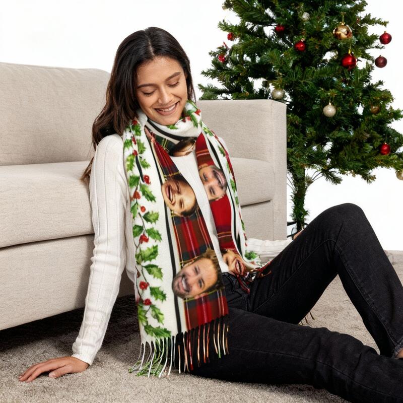 Sciarpa personalizzata con foto di coppia Sciarpa invernale calda Regalo di Natale per coppie