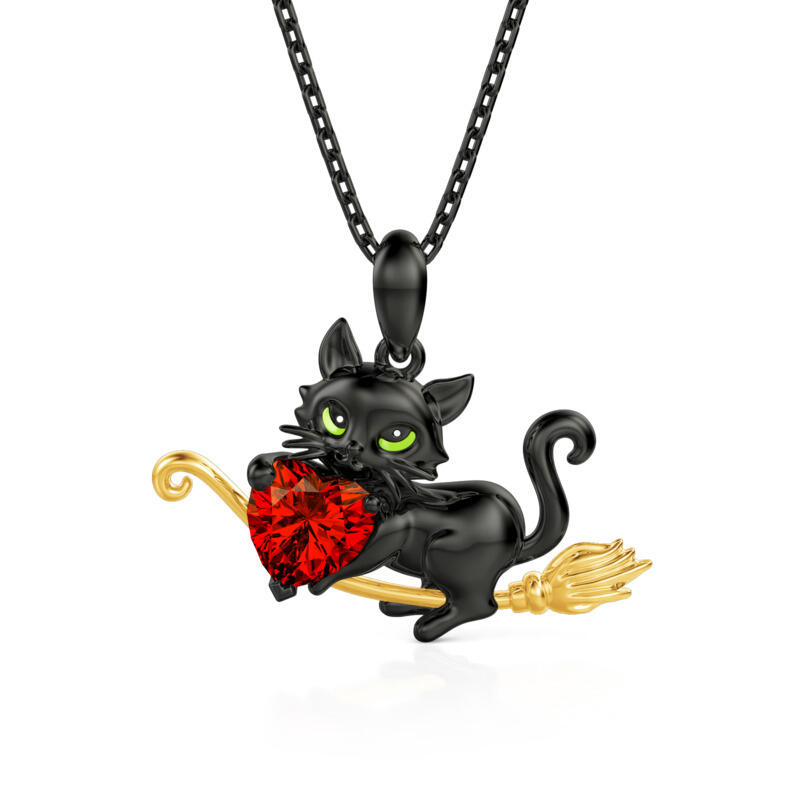 Jeullia Hug Me Magic Black Cat Custom Birthstone Necklace