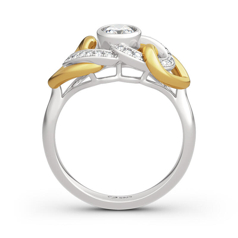 Jeulia "Unstoppable Love" Twist Heart Round Cut Sterling Silver Ring