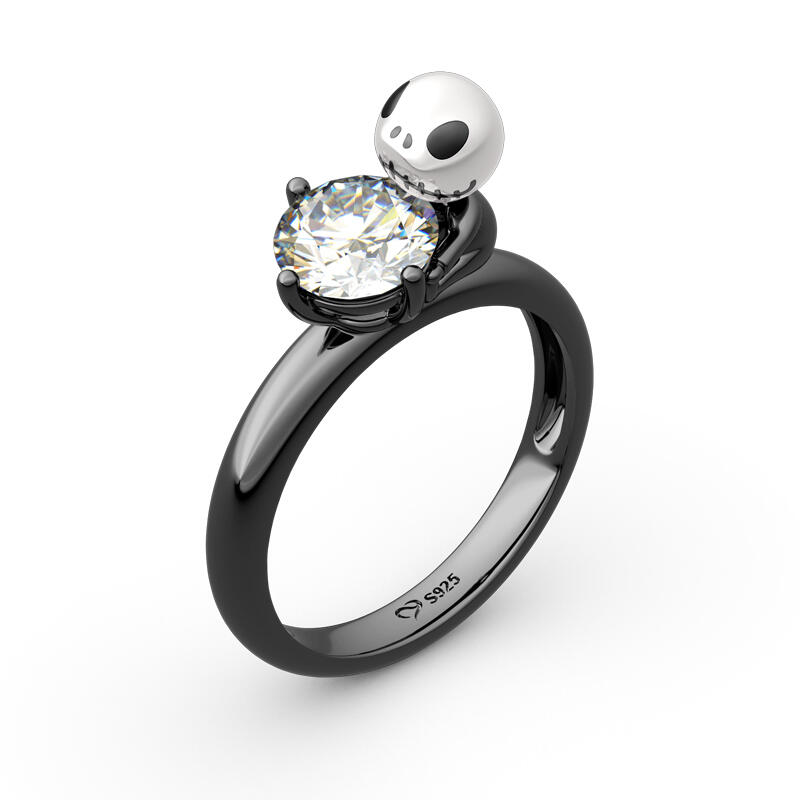 Jeulia Hug Me "Pumpkin King" Bague En Argent Sterling Avec Design De Crâne Et Taille Ronde