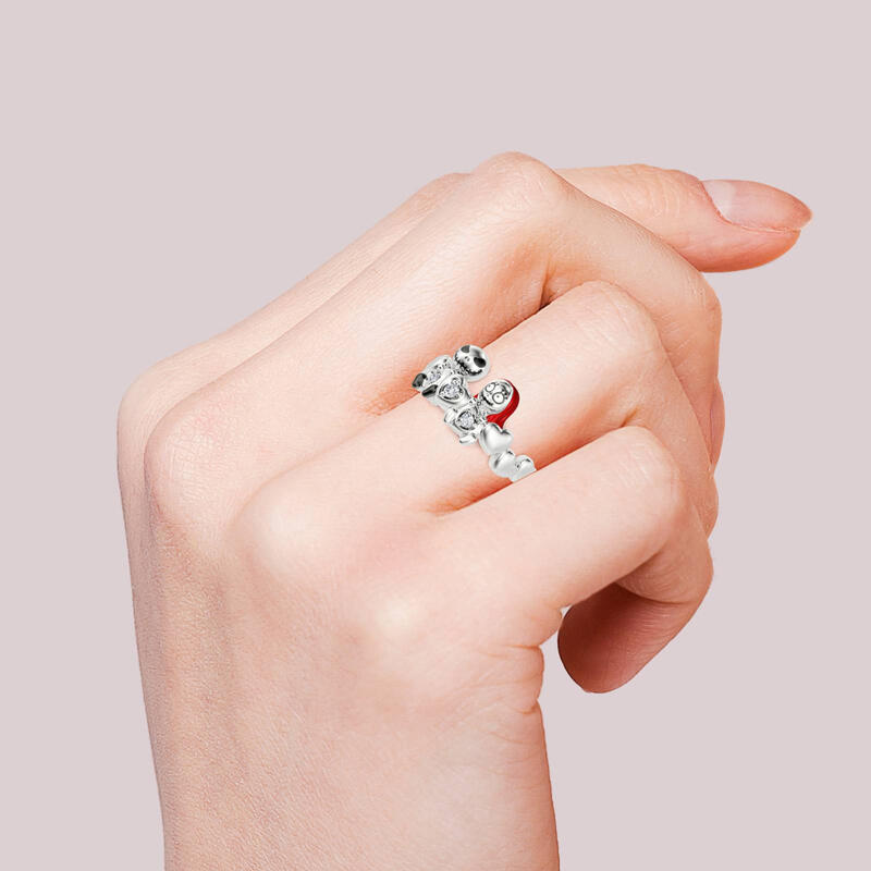 Jeulia Hug Me Anillo con calaveras de plata de ley de corte redondo