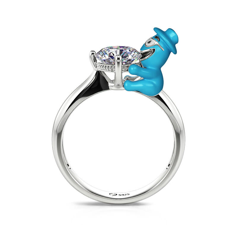 Jeulia Hug Me "Dreamer's Soul" Jazzman Round Cut Sterling Silver Ring