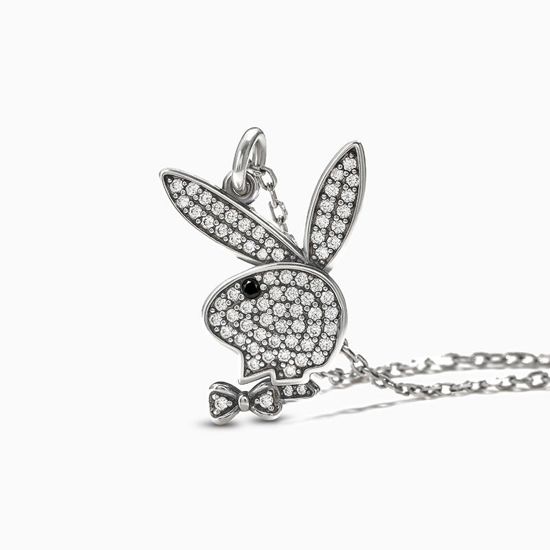 Jeulia "Glitz Playboy" Króliczek Naszyjnik Srebrny