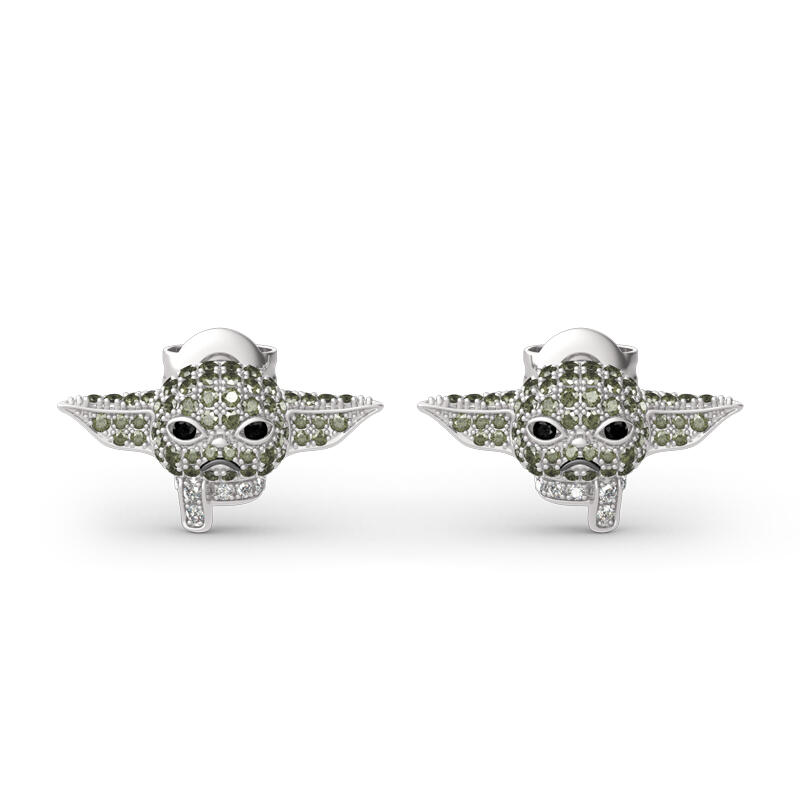 Jeulia "Bebé Yoda" Aretes de plata esterlina
