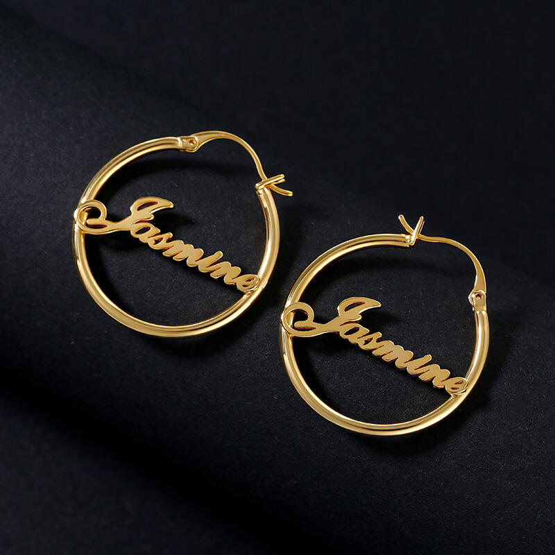 Jeulia "Best Wishes" Personalized Name Hoop Sterling Silver Earrings