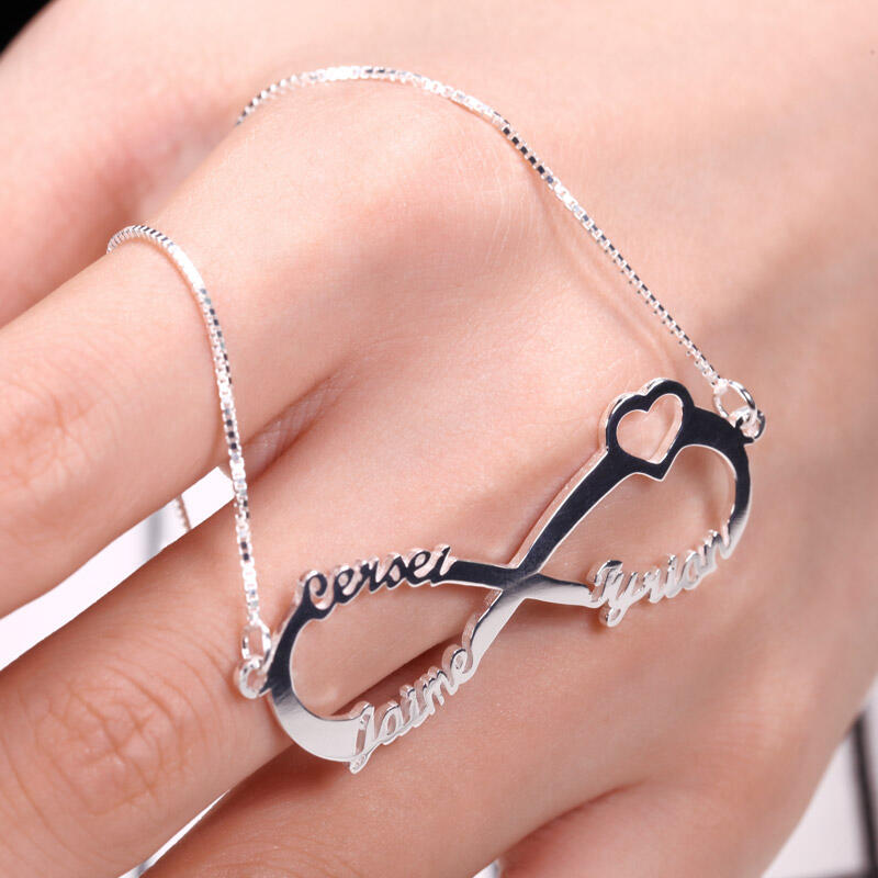Jeulia Collar Con Forma De Corazón De Tres Nombres De Infinito En Plata De Ley