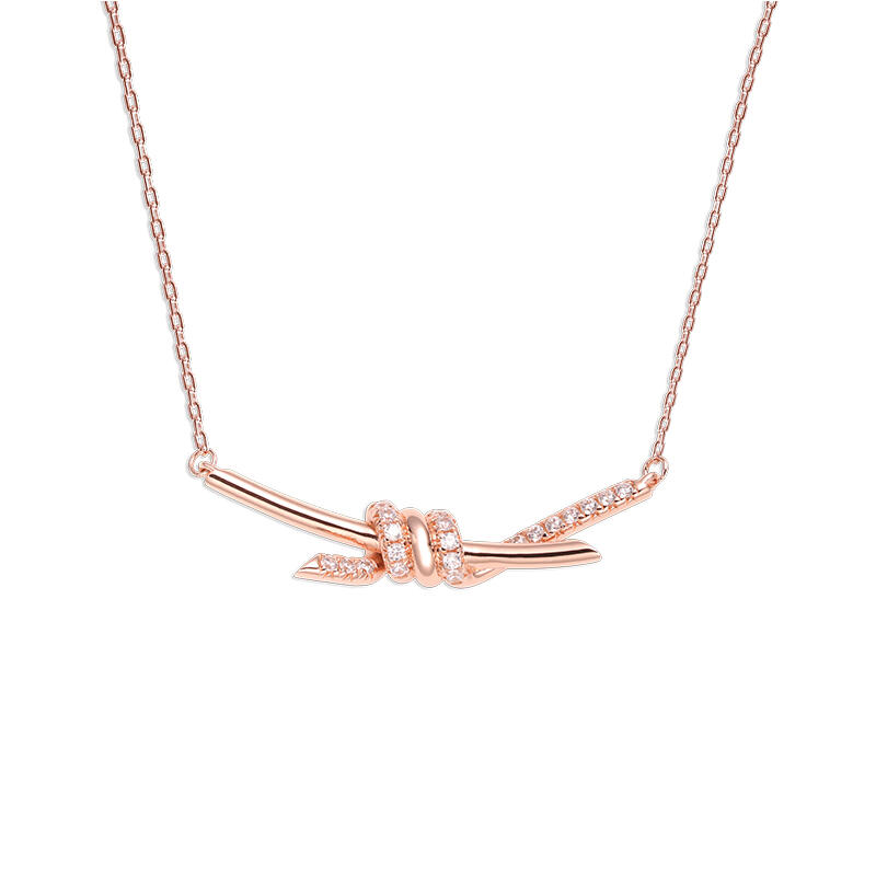 Jeulia Knot Design Sterling Silver Necklace