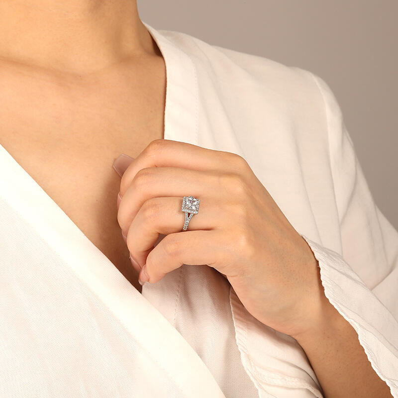 "The Vow Of Marriage" Radiant Cut Halo Engagement Ring