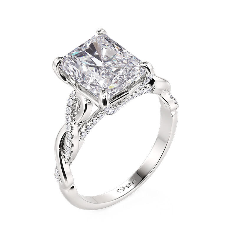 Jeulia Classic Twist Engagement Ring Crushed Ice Cut Sterling Silver