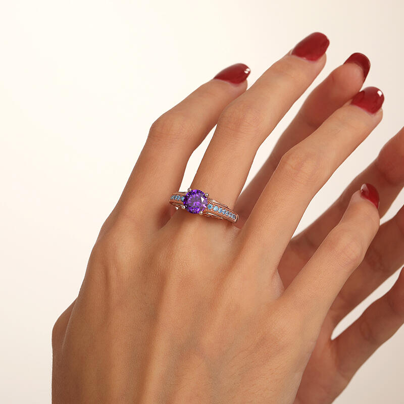 Jeulia Vintage Round Cut Sterling Silver Ring