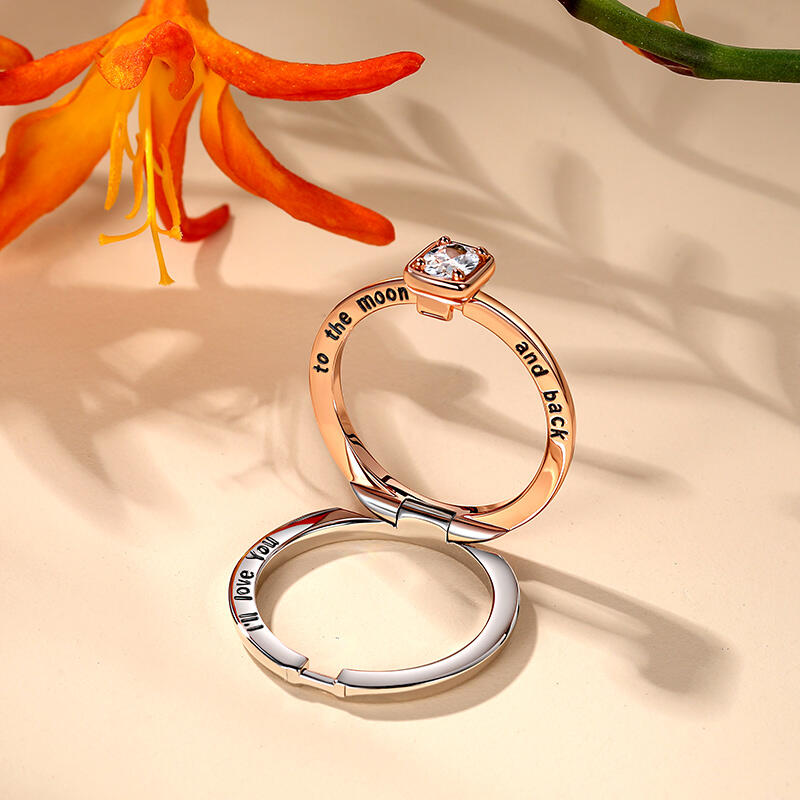 Jeulia Custom Engraved Two-Tone Locking Solitaire Ring