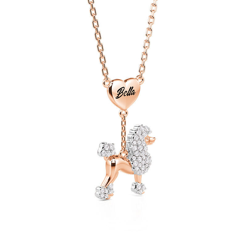 Jeulia Petland Custom Engraved Poodle Necklace Sterling Silver