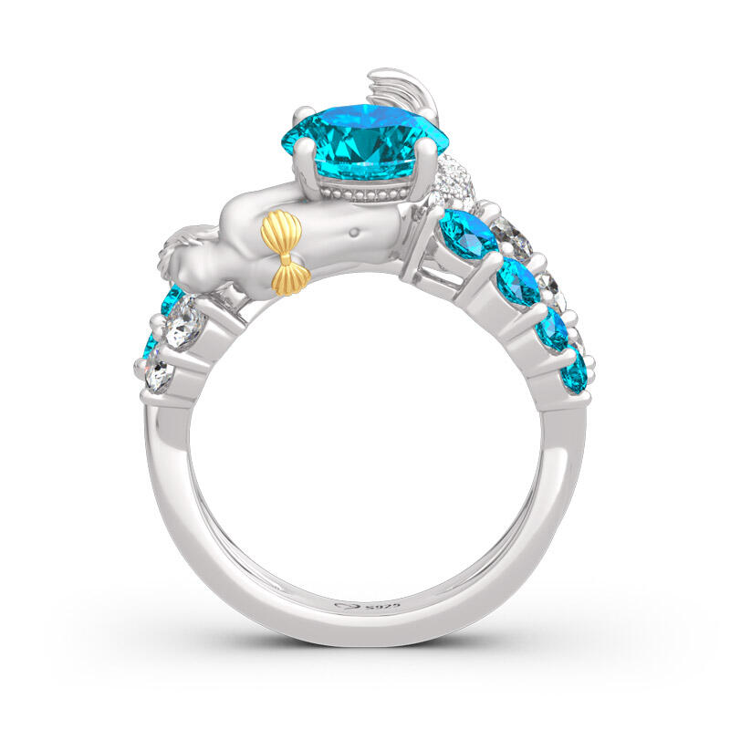 Jeulia "Goddess of the Sea" Sterling Silver Mermaid Ring