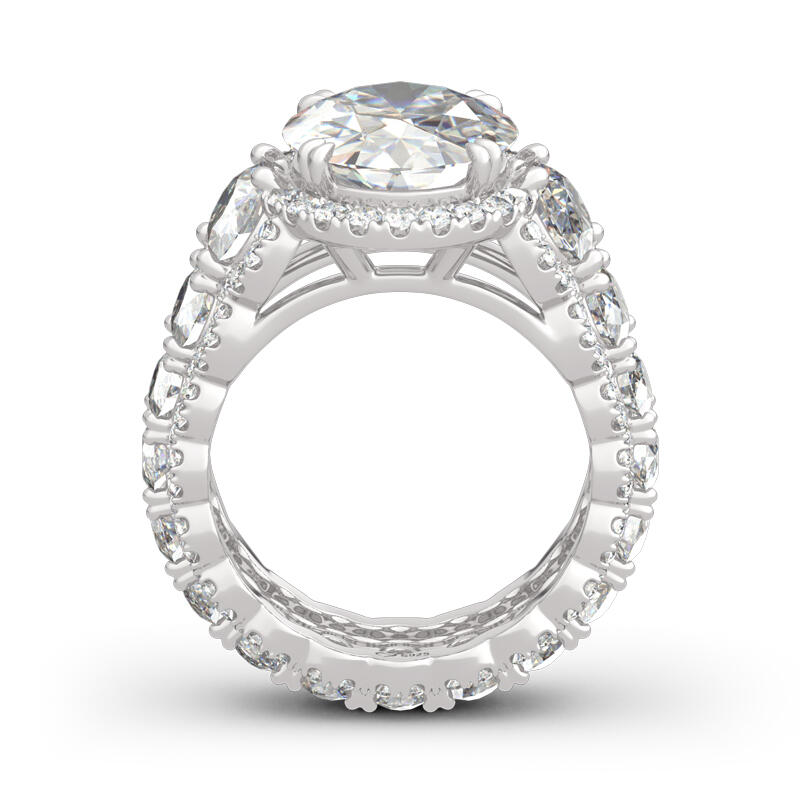 Jeulia Anel de prata esterlina com corte oval halo artístico