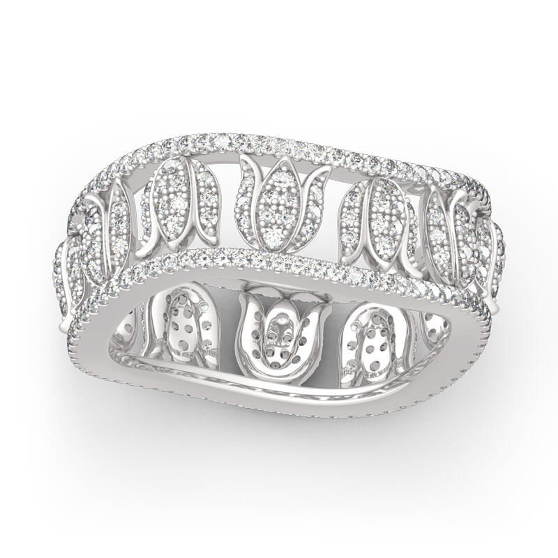 Jeulia "Enduring Love" Tulip Design Sterling Silver Women's Band