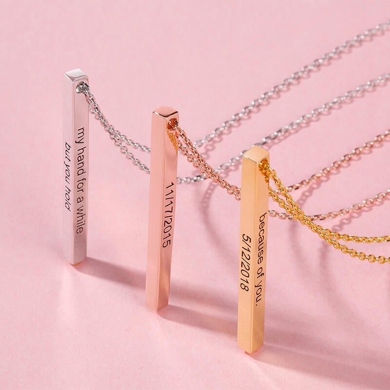 Personalized Vertical Bar Sterling Silver Necklace