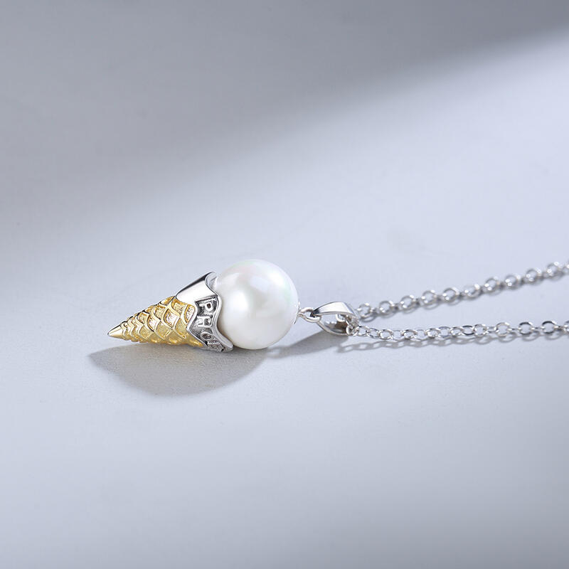 Jeulia Collar personalizado de nombre de plata y perlas de helado