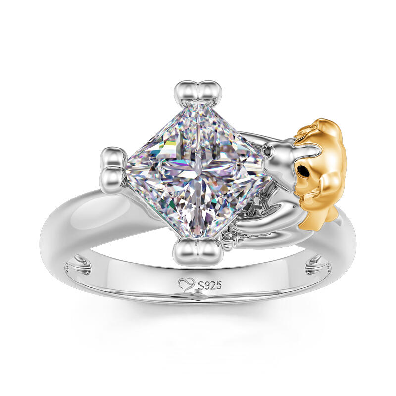 Jeulia Hug Me "Friendly Puppy" Princess Cut Sterling Silver Ring