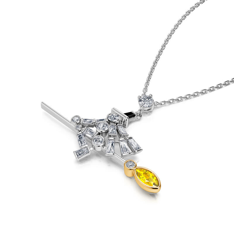 Jeulia Collar Halloween Diseño de Bruja de Plata de Ley