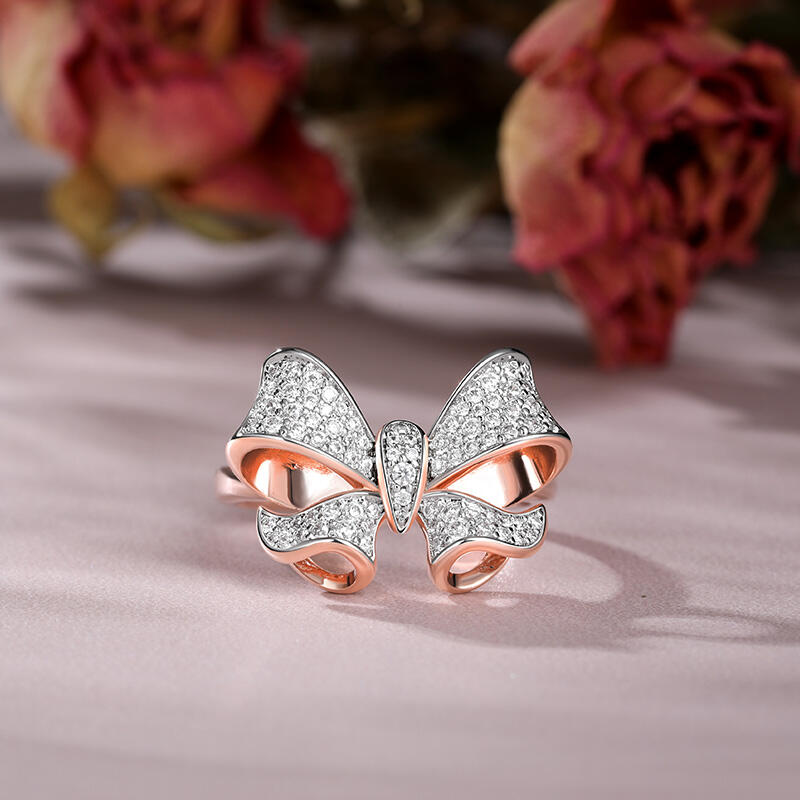 Jeulia Anillo de Plata de Ley de Corte Redondo con Diseño de Lazo