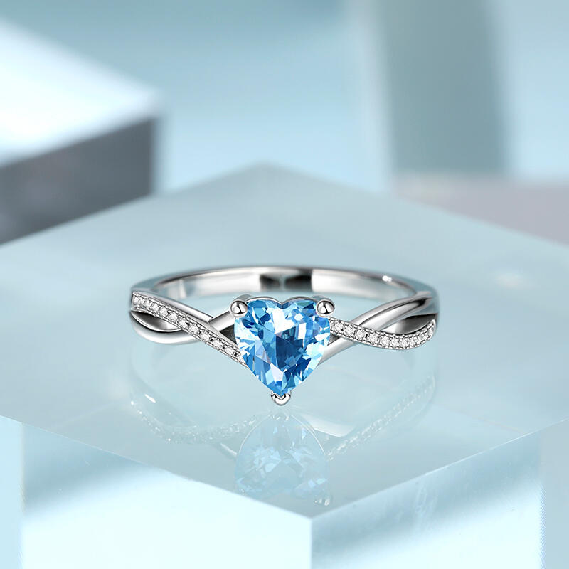 Aquamarine Heart Ring