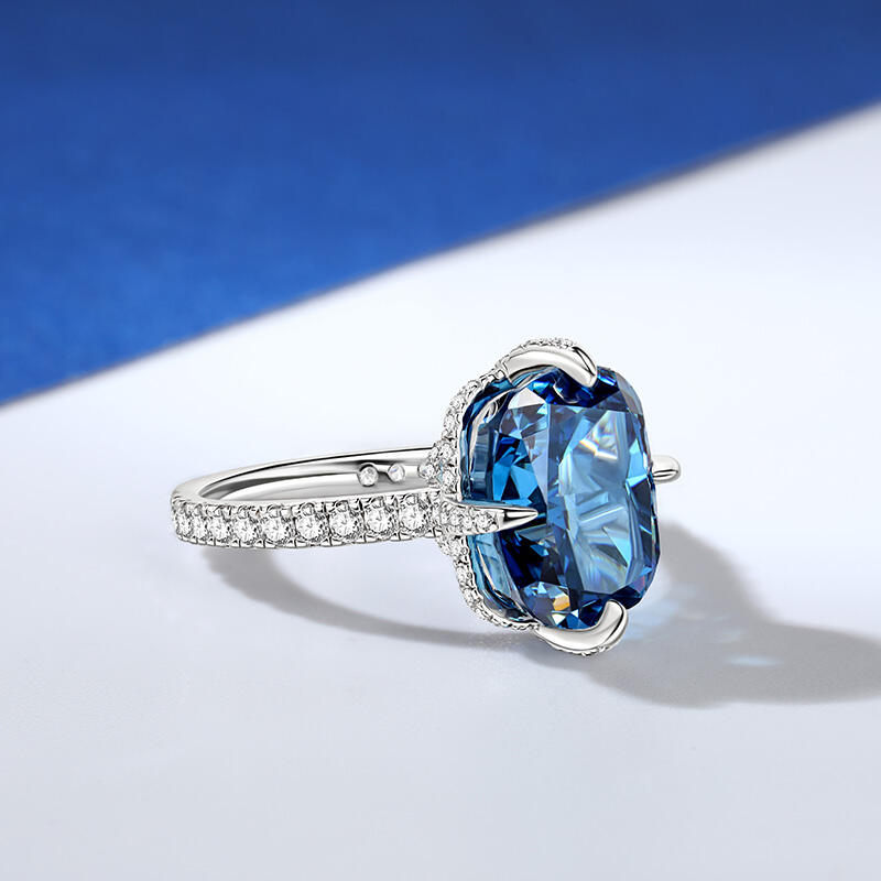 Jeulia Hidden Halo Cushion Cut Sterling Silver Ring