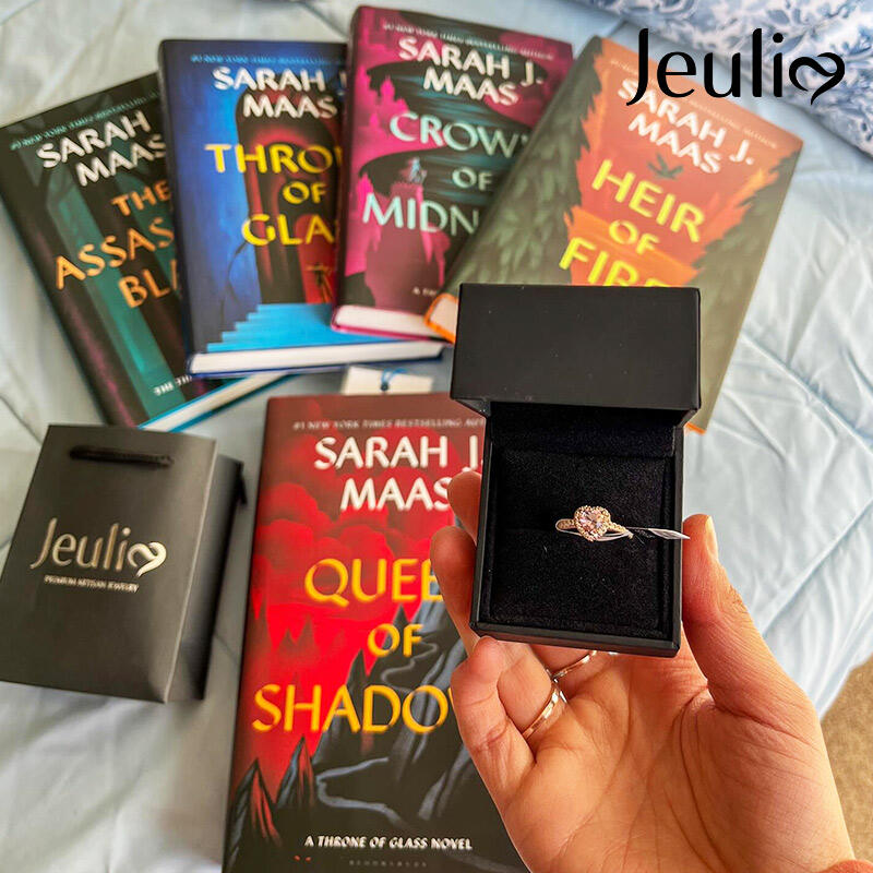 Jeulia Halo Heart Cut Synthetic Morganite Sterling Silver Ring