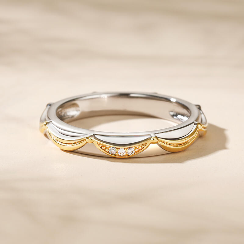 Jeulia Anillos de Boda para Mujeres Simples con Diseño de Falda de Princesa en Plata Esterlina