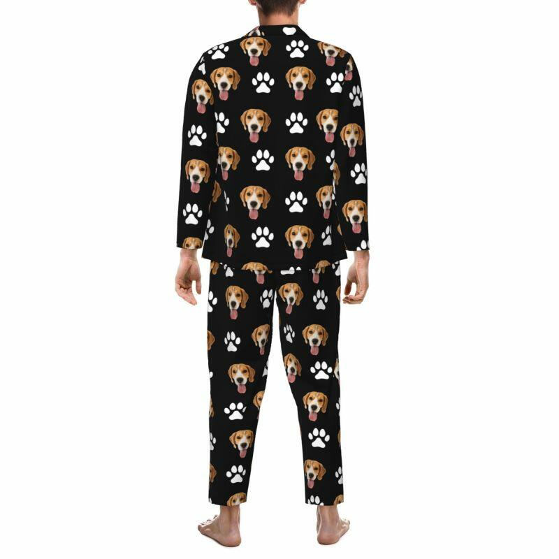 Personalisierte Schlafanzüge benutzerdefinierte Haustier Foto Optional Farbe Pawprints Design Großes Geschenk für Tierliebhaber