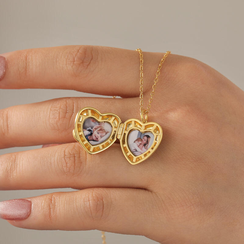 Jeulia Collier Médaillon Cœur Photo Personnalisé avec Gravure Câlin chaleureux