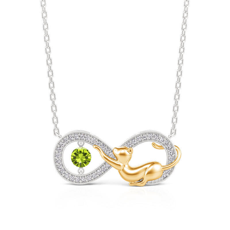Jeulia Infinity Custom Birthstone Cat Necklace