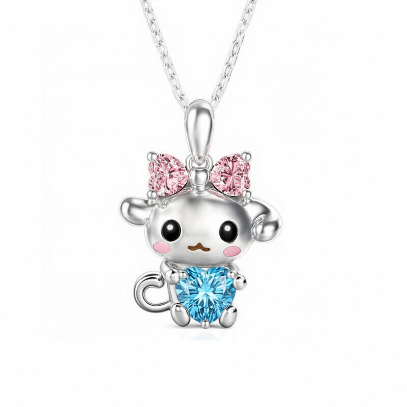 Jeulia Hug Me Custom Birthstone Cute Dog Pendant Necklace
