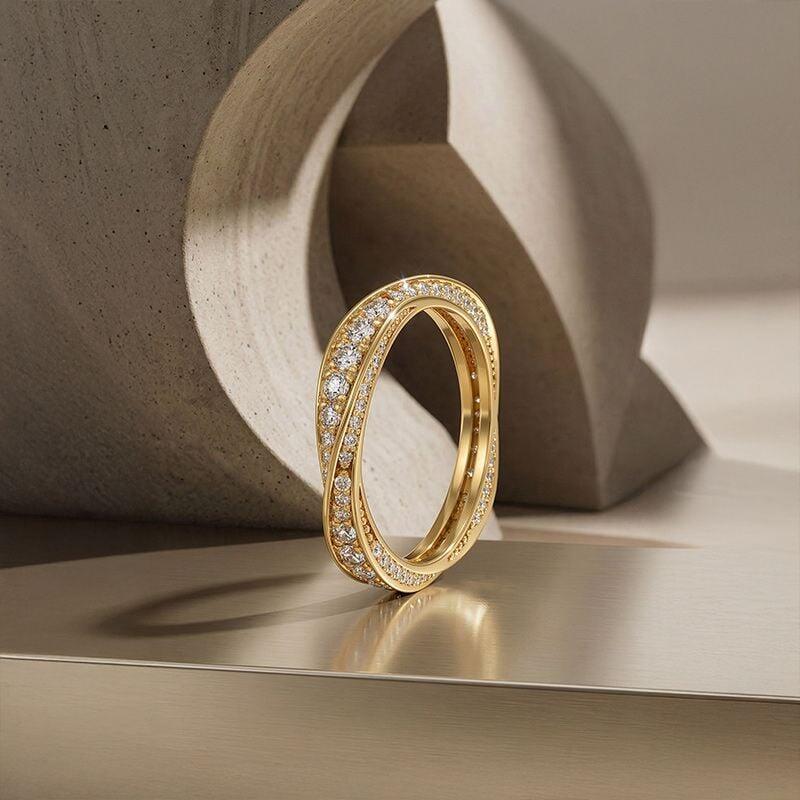 Jeulia Mobius Gold Gradient Pavé Wedding Band for Women