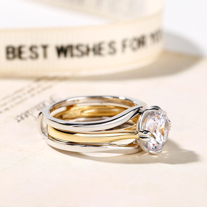 جوليا طقم خواتم قطع دائري من الفضة الإسترليني