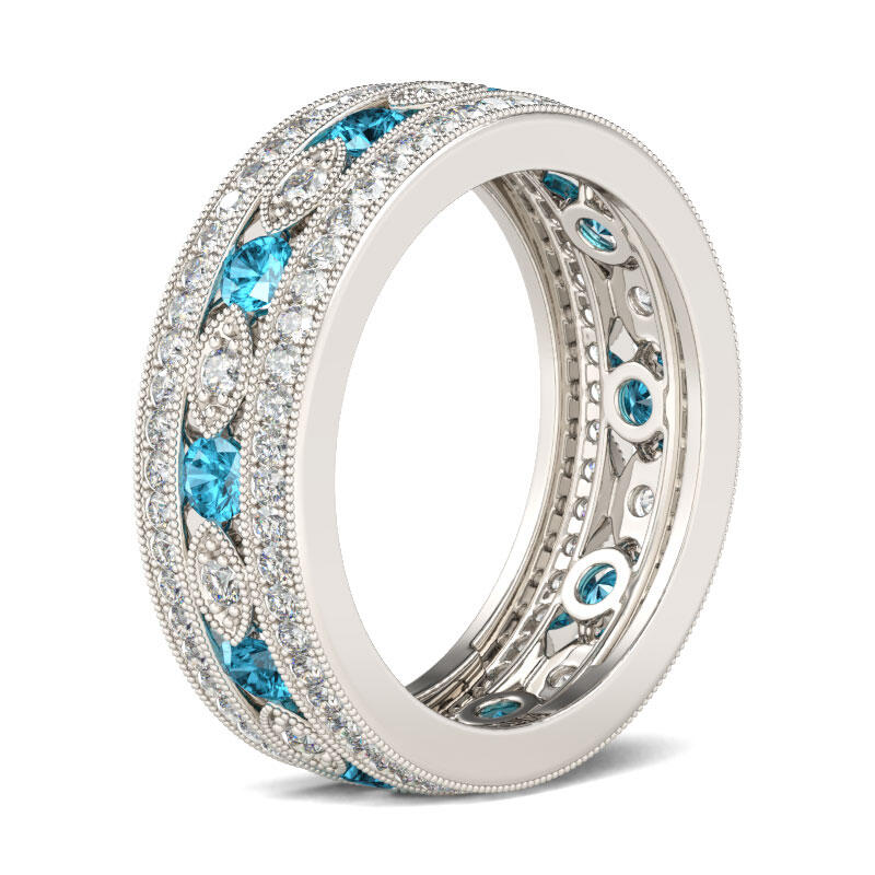 Jeulia Milgrain Round Cut Sterling Silver Women's Band