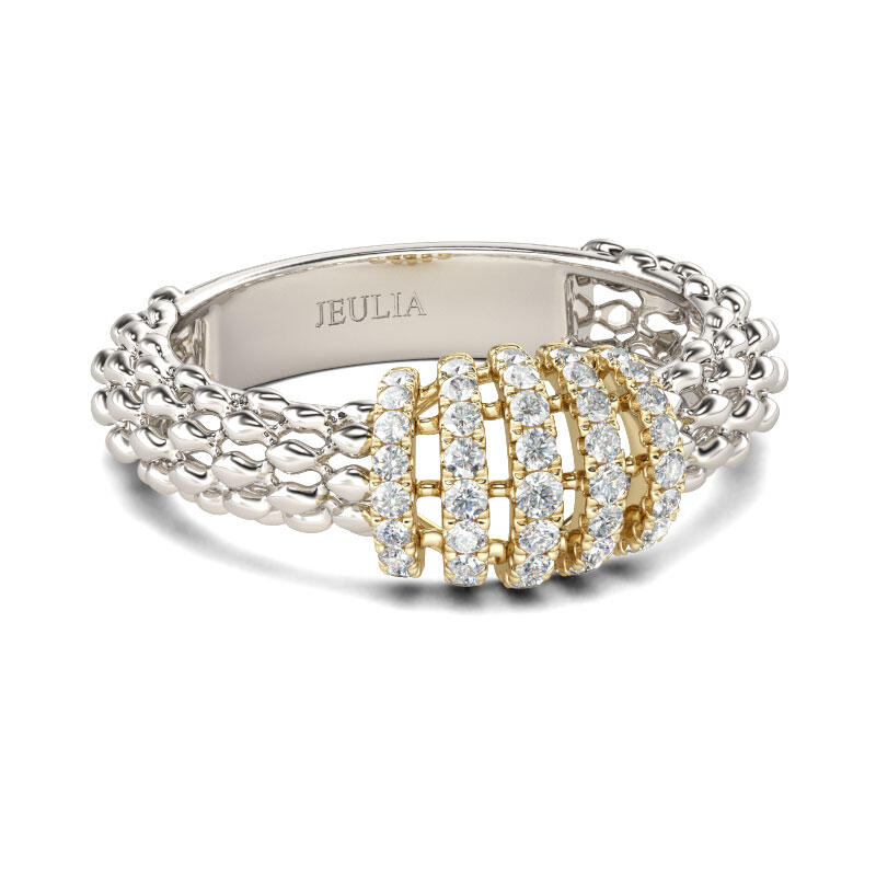 Jeulia Two Tone Sterling Silver Women's Band