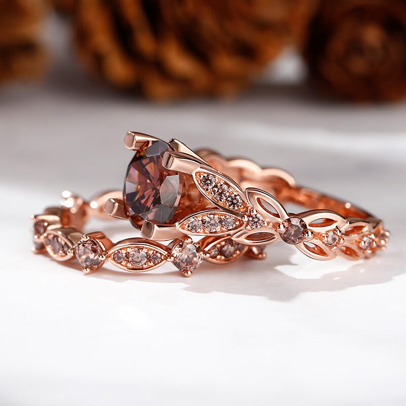 Jeulia Butterfly Round Cut Sterling Silver Ring Set