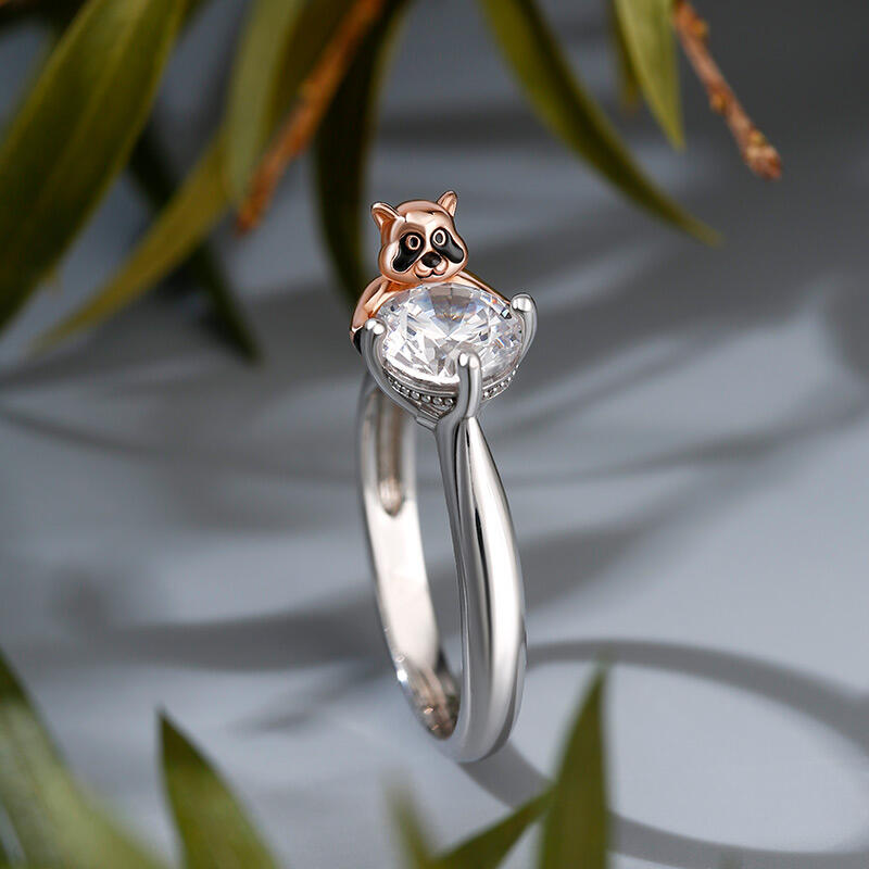 Jeulia Hug Me アライグマ 洗熊 浣熊 ラウンドカット シルバー リング