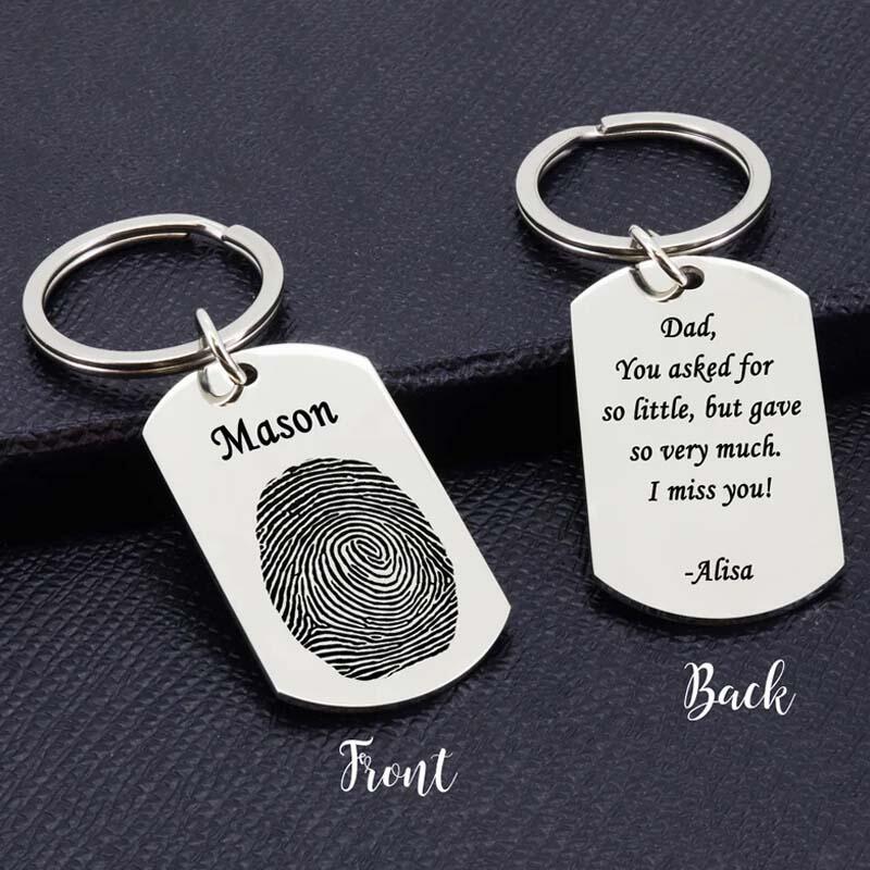 Custom Round Name Fingerprint Keychain