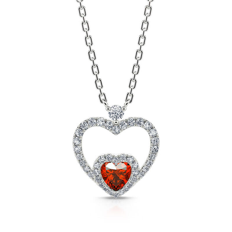 Jeulia "Brilliance Love" Heart Cut Sterling Silver Necklace