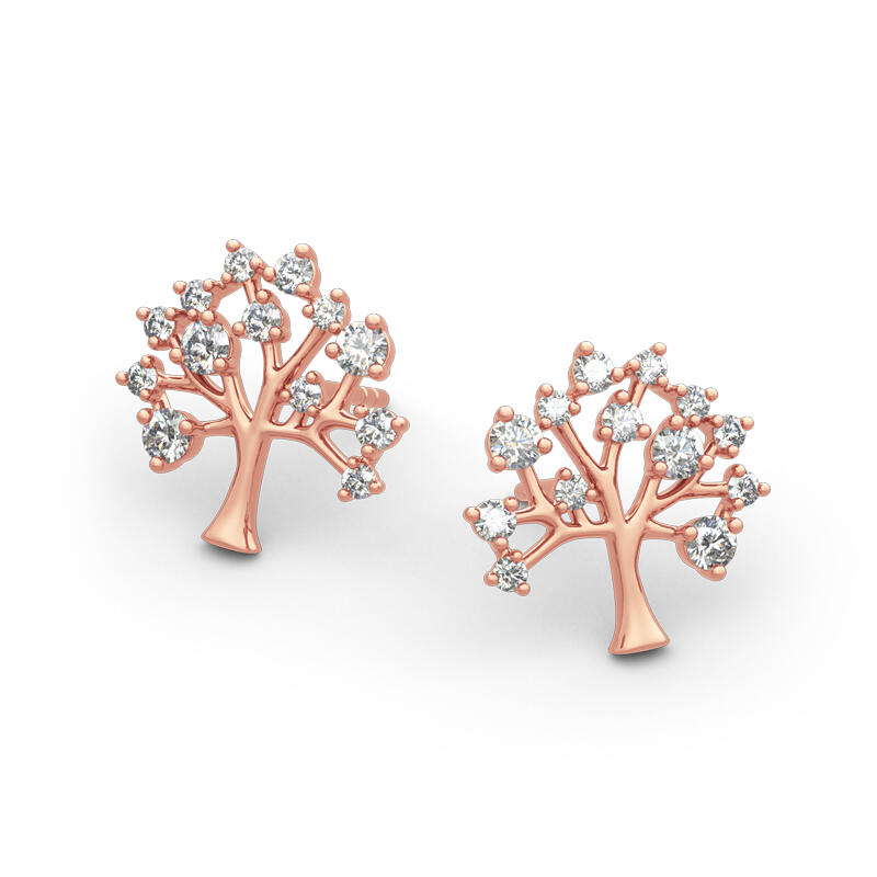 Jeulia "Tree of Life" Round Cut Sterling Silver Earrings
