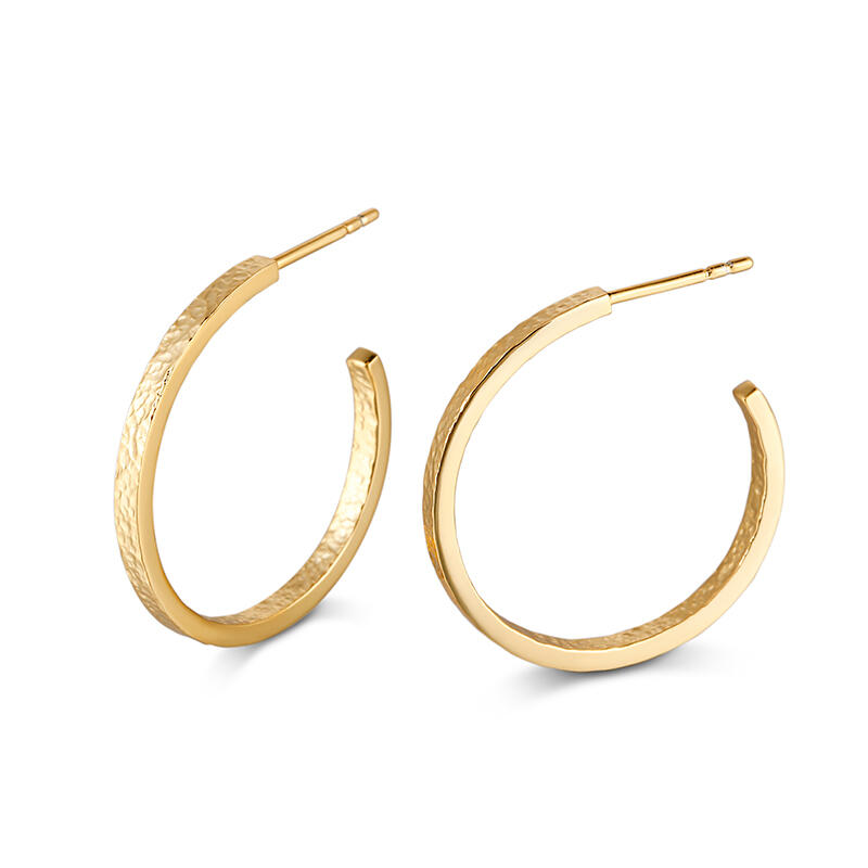 Jeulia Yellow Gold Tone Classic Sterling Silver Hoop Earrings