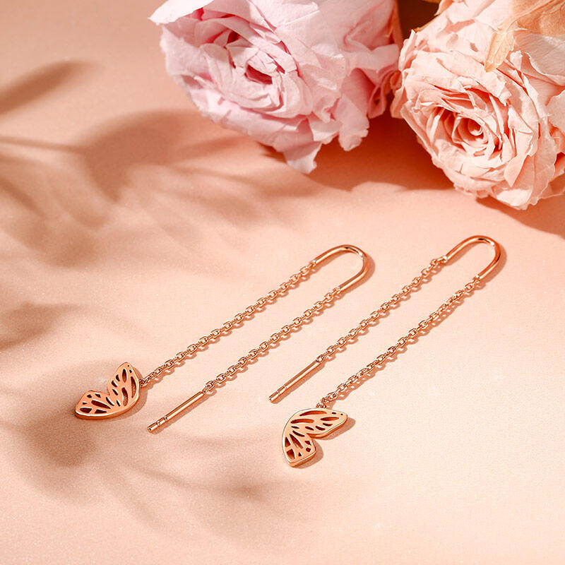 Jeulia "Butterfly Wing" Sterling Silver Threader Earrings