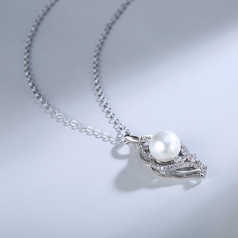 Jeulia "Wonderful Fate" Pearl Personalized Sterling Silver Necklace