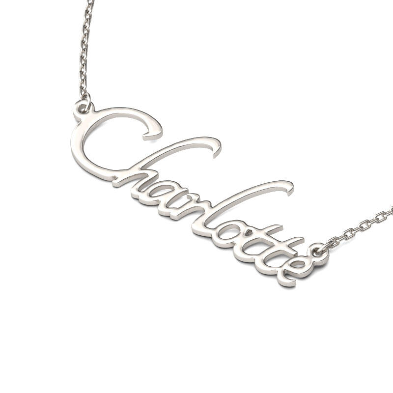 Jeulia Silver Tangerine Style Name Necklace